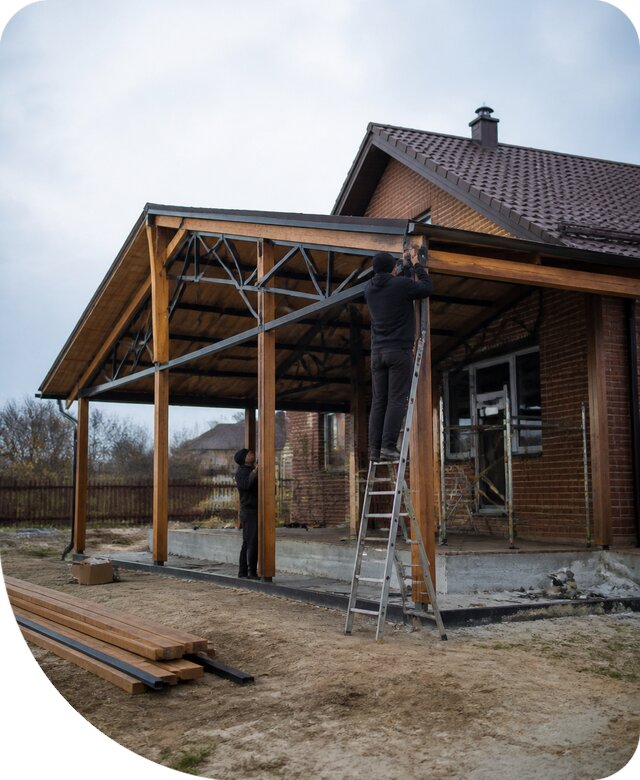 Пристройка навеса к дому и участку в Биробиджане под ключ